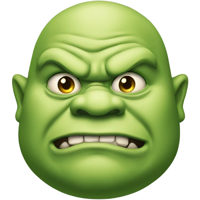 Fat green ogre glaring to the right smirking standing  emoji