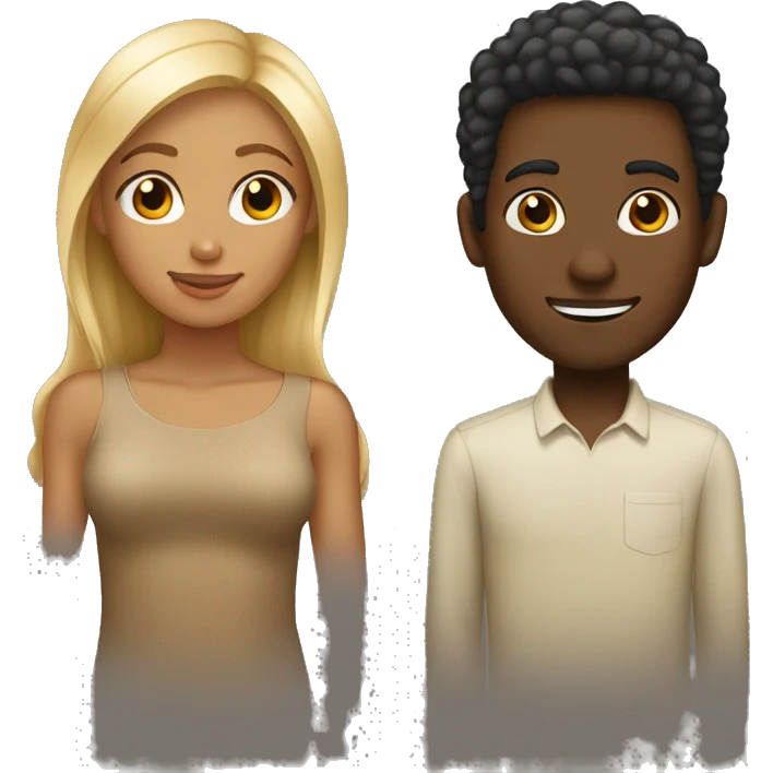 Black girl and blond man emoji