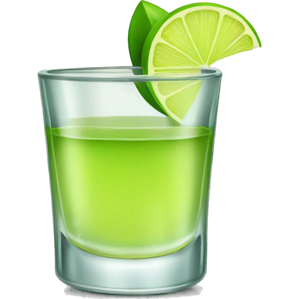 tequila shot with a single slice of green lemon emoji