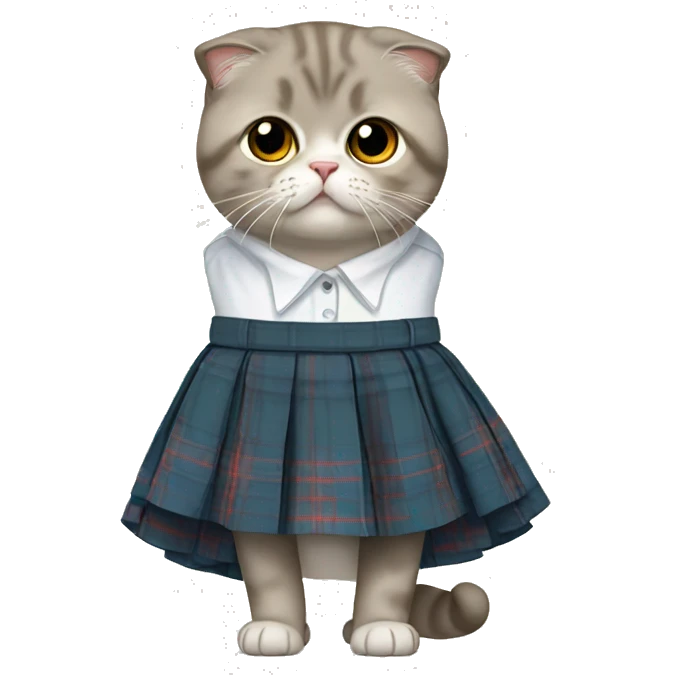 scottish fold wearing skirt emoji
