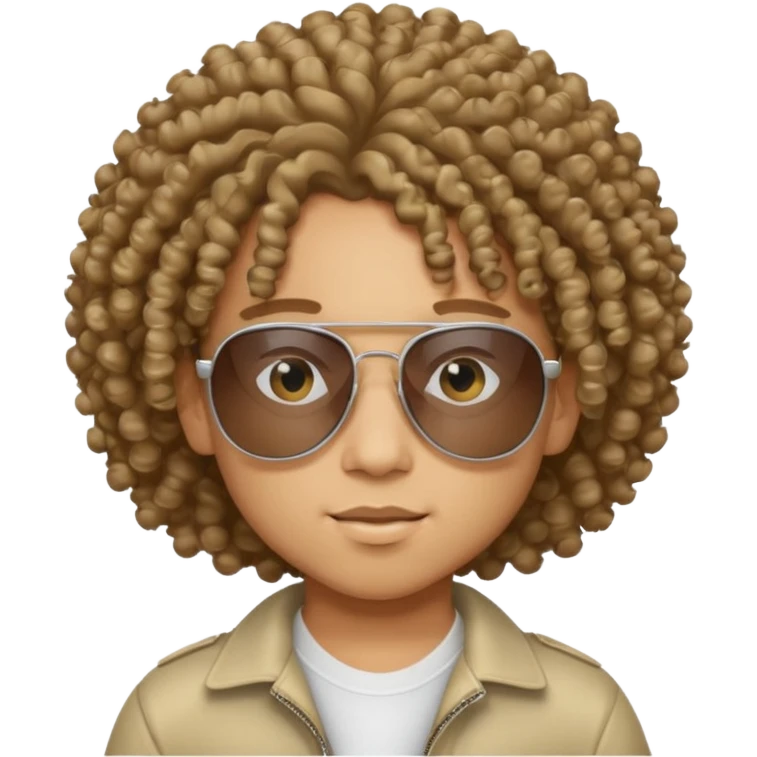 Zayaan kid curly hair wearing sunglasses and looking cool emoji
