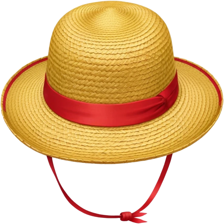 Luffy's iconic straw hat from One Piece, yellow straw hat with red ribbon band emoji
