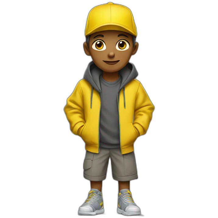 Morocho boy in yellow attire with a yellow Nike cap 🌟. emoji