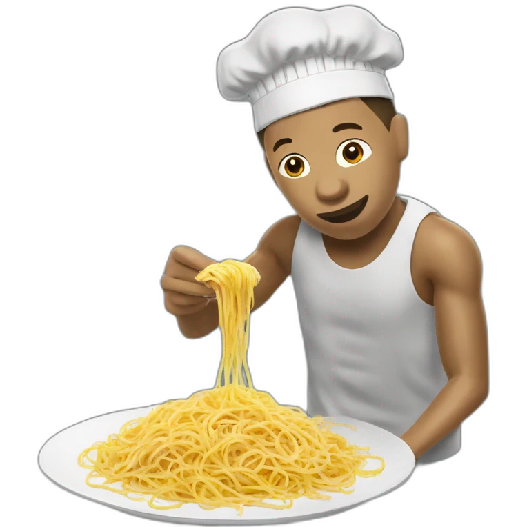Mbappé qui mange des spaghettis emoji