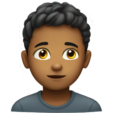 a young boy face looks like thinking emoji