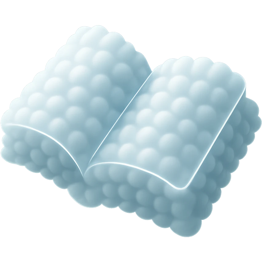 thick open book made entirely of small, very bright white fluffy convex clouds, matte glass style emoji
