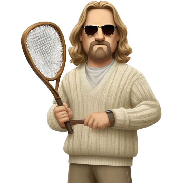 Big Lebowski playing tennis in Pendleton westerly sweater from the movie emoji