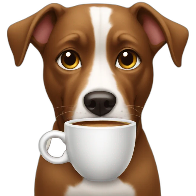 Dog drinking coffee emoji