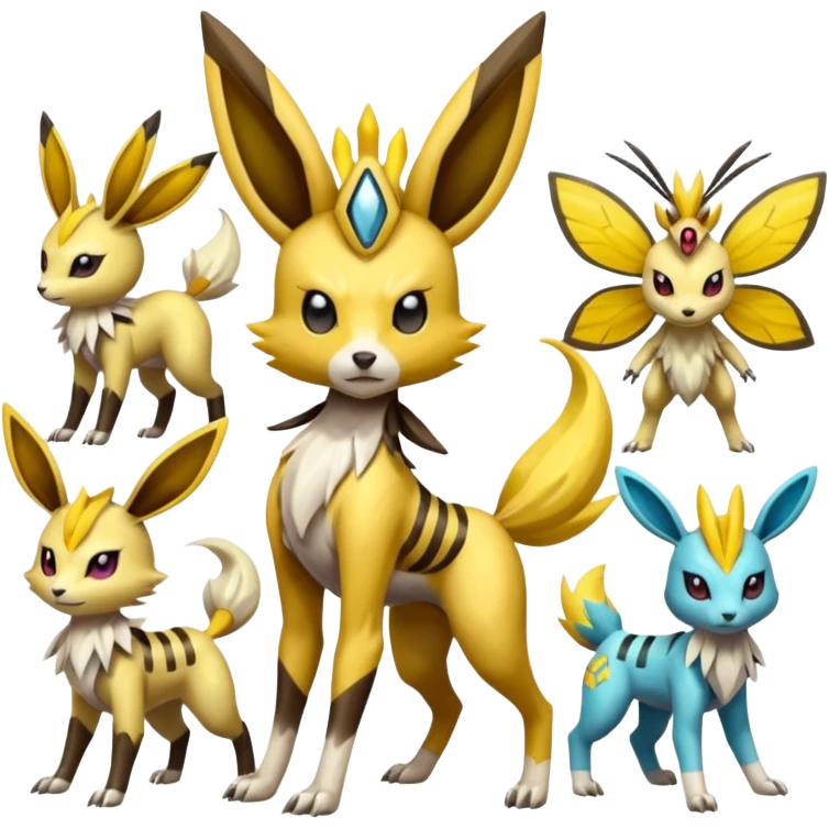 Meloetta-Renamon-Jolteon-Beedrill-Manectric-Palkia-Cresselia-fusion emoji