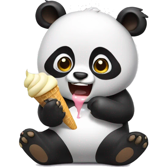 Panda eating ice cream emoji