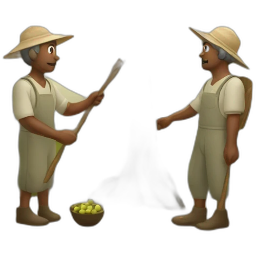 olive tree and farmers with a stick emoji