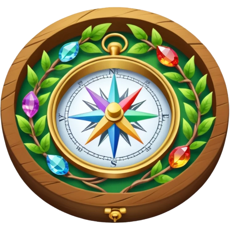 rainbow crystal compass wrapped in vines emoji