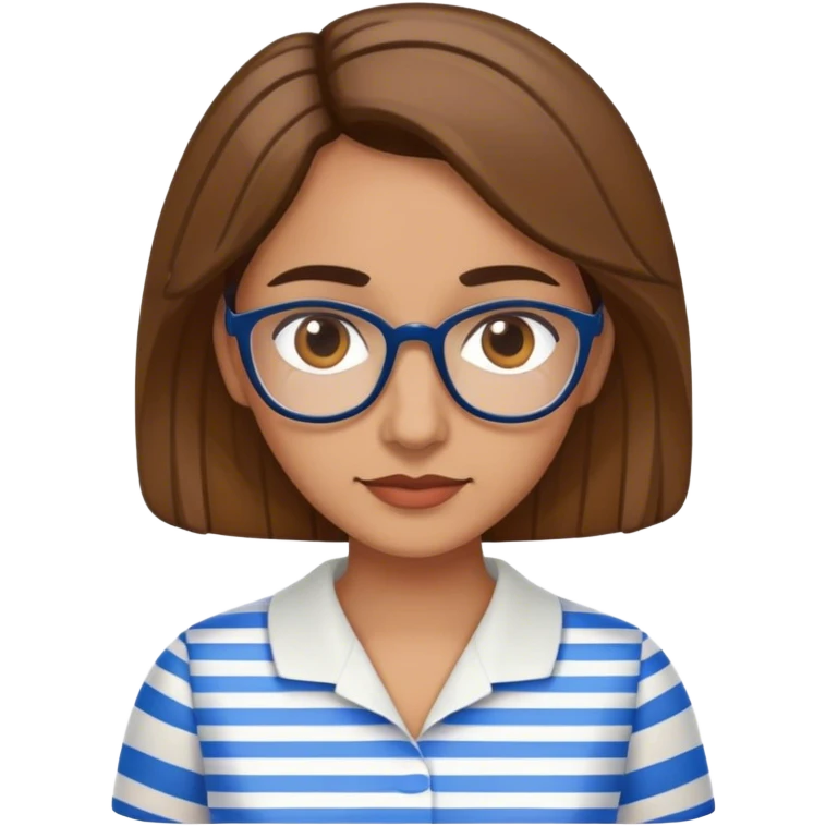 spanish, librarian, wearing a white top with blue stripes. emoji
