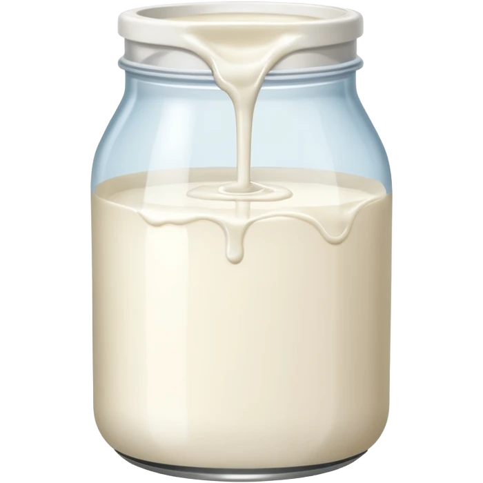 a jar of milk but the top is sticky and its dripping but theres no lit, and also no straw emoji