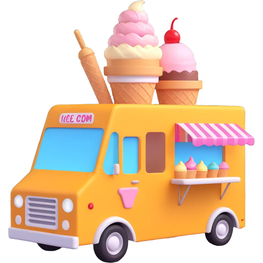 generate me a 3D icecream food truck emoji