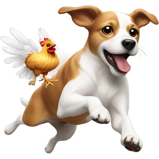 Dog running on chicken emoji