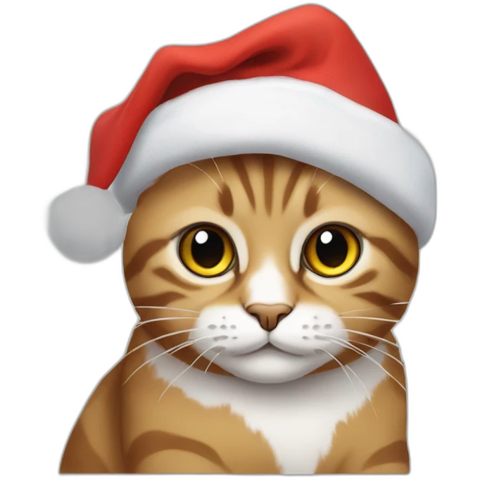 sitting cat in Christmas hat emoji