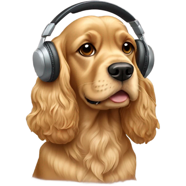 golden cocker spaniel with headphones emoji