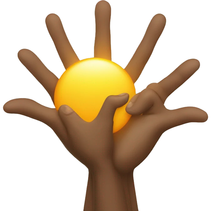Two hands holding a sun  emoji