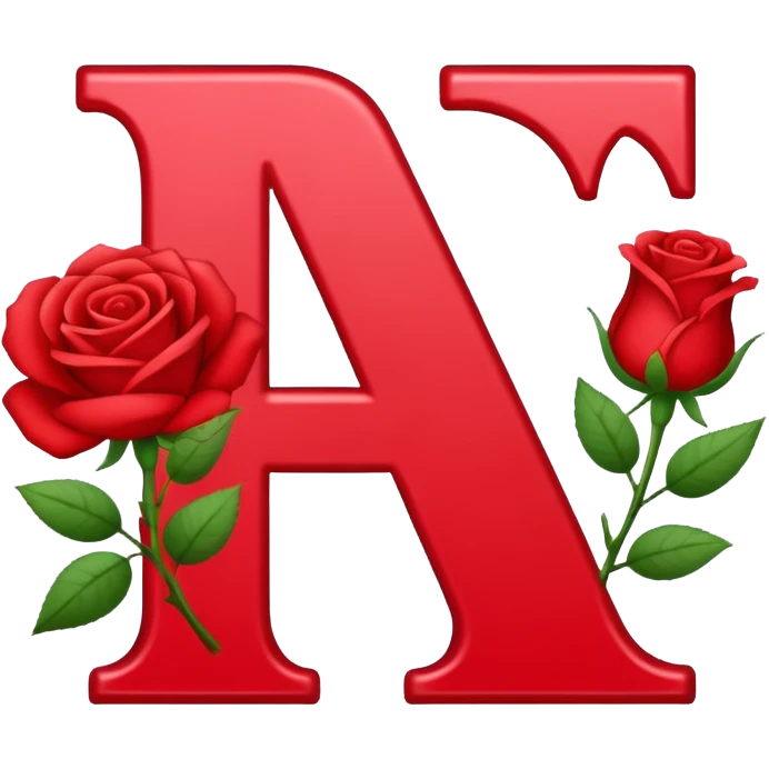 Letra A con rosas rojas emoji