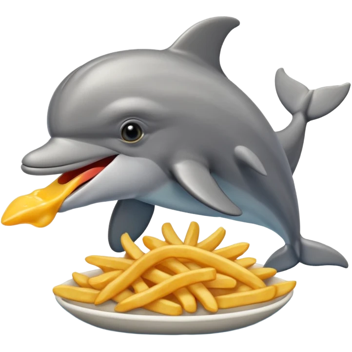a dolphin eating fries emoji