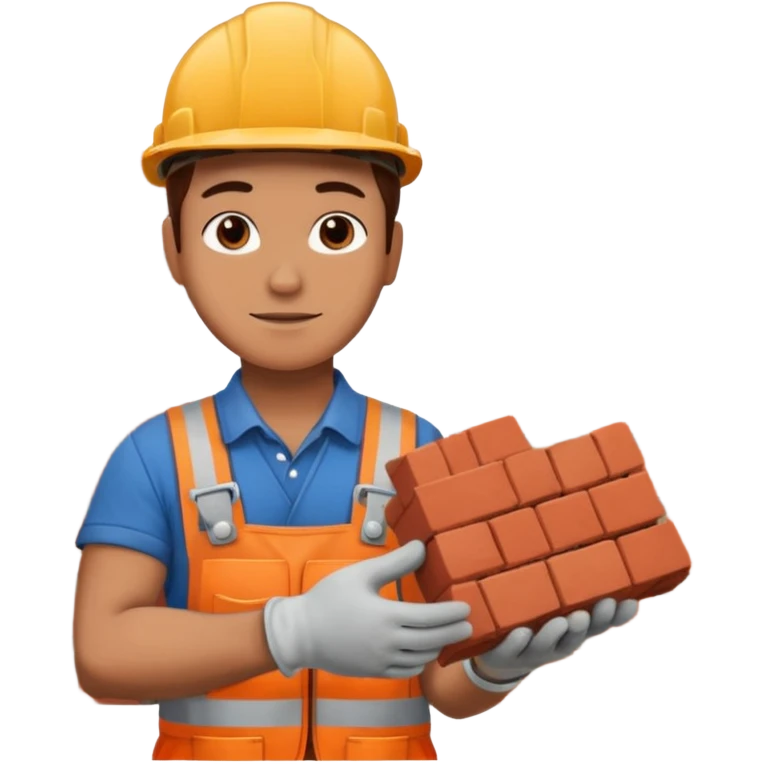 Builder laying bricks emoji