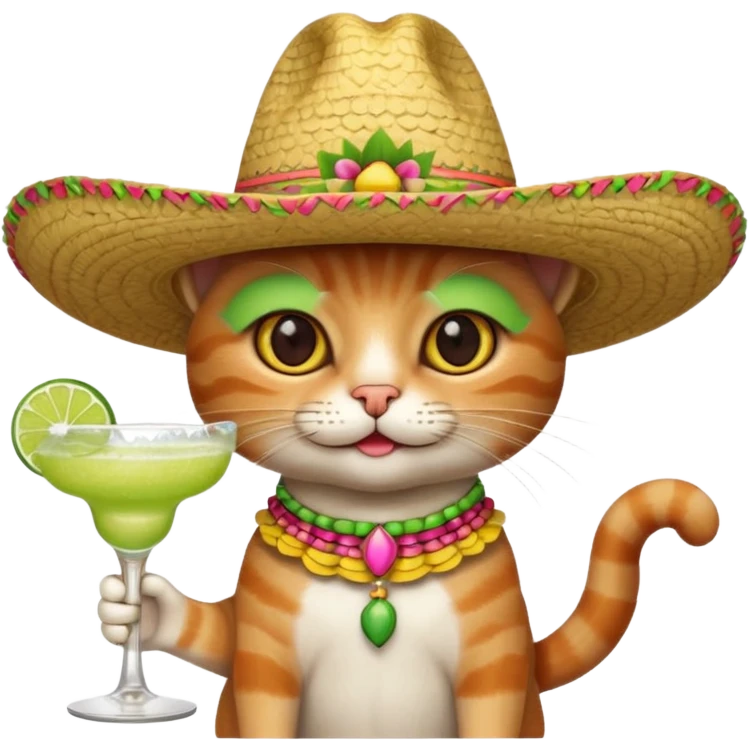 cat with sombrero and margarita emoji