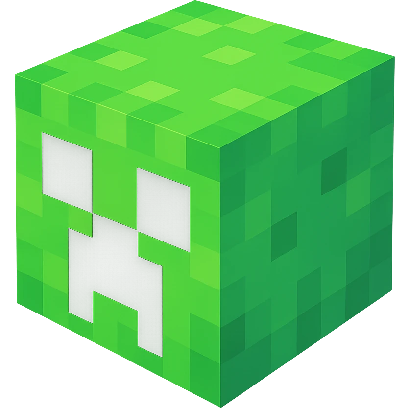 Green minecraft face emoji