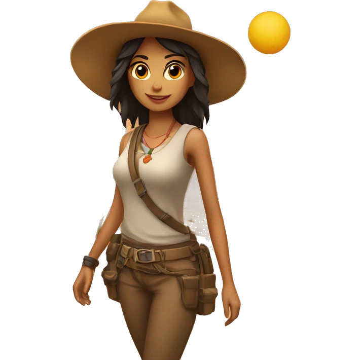 Chica morena en un desierto  emoji
