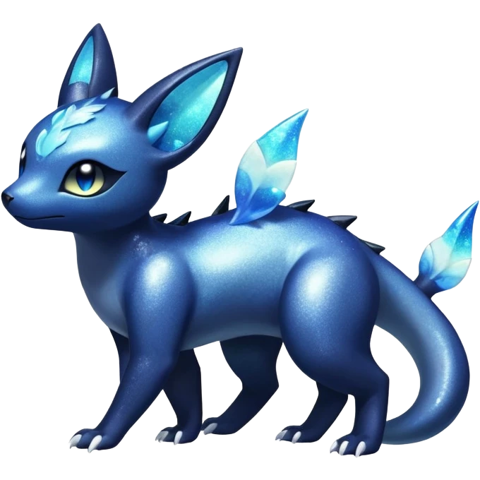 Shiny icy iridescent Nebulae Salandit-Meowstic-Umbreon-Fakémon-hybrid-creature (full body)  emoji
