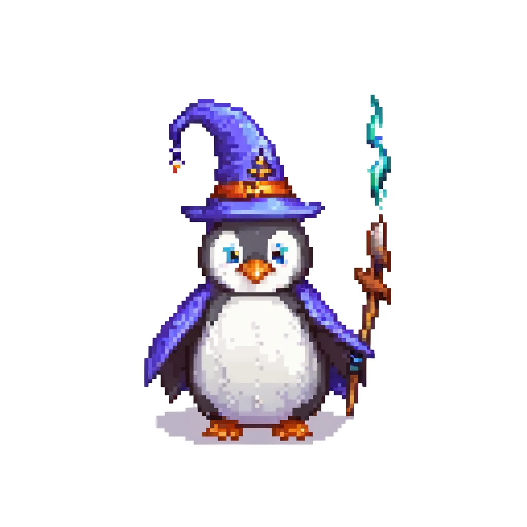 penguin wizard casting a spell emoji