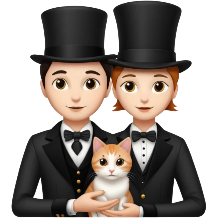 magician couple and their pet cat emoji