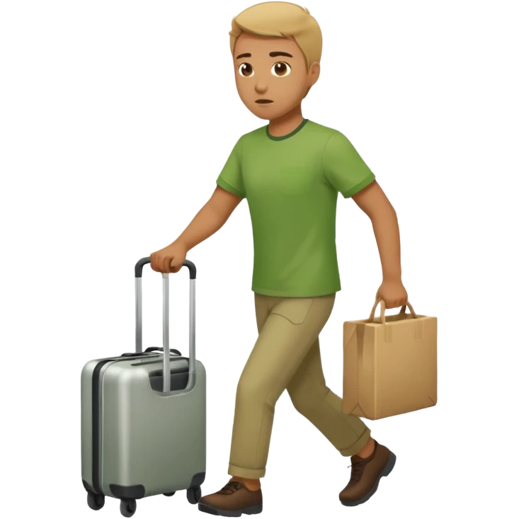 Tourist Character in green Shirt Moving with purpose through the terminal. emoji