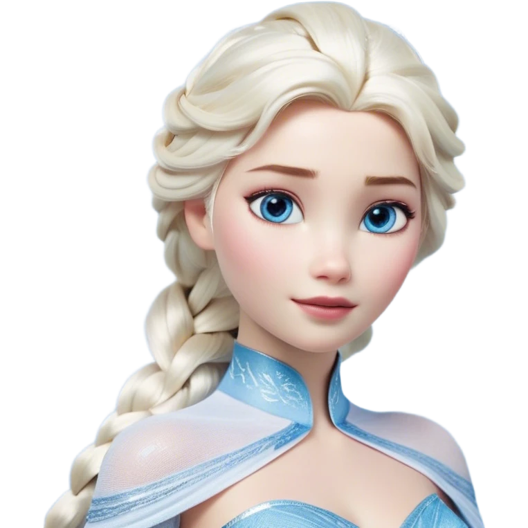 Cinematic Realistic Elsa Portrait, depicted with lifelike skin texture, soft natural lighting, and intricately detailed platinum blonde hair styled elegantly. Her striking, expressive blue eyes exude confidence and grace, complemented by a serene and regal expression. She is dressed in her signature icy attire, with shimmering fabric textures and delicate folds that catch the light beautifully. The portrait features a soft, enchanting glow with a cool, radiant finish, capturing the essence of timeless elegance in a realistic and painterly style, evoking a sense of depth and authenticity. emoji