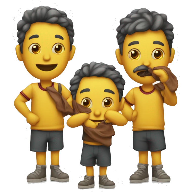 trio de enanos amarillos masticando con la boca abierta  emoji