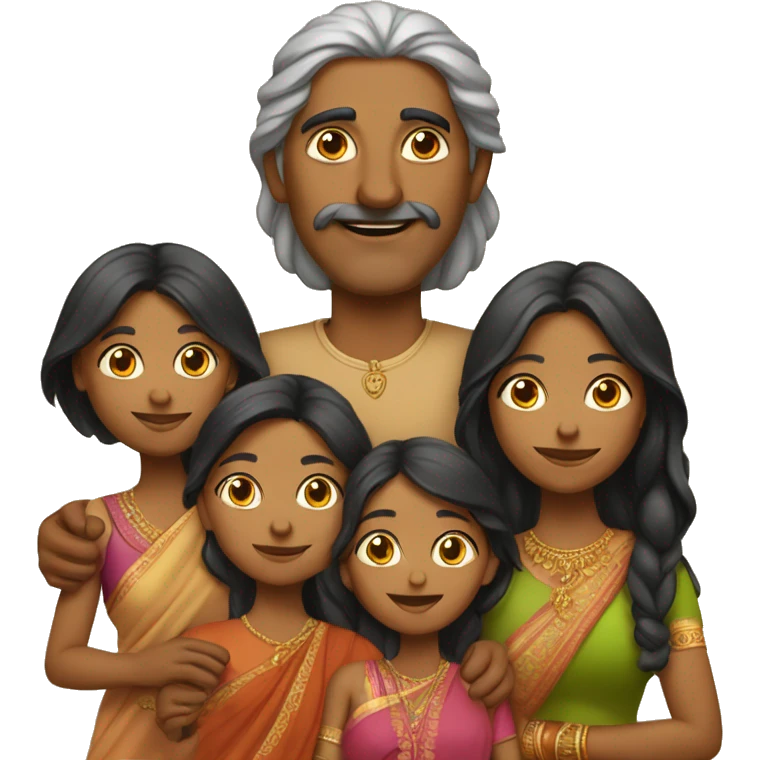 Indian(Mother father & 1 daughters) emoji