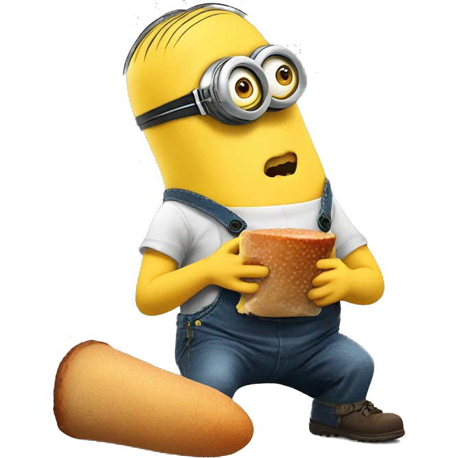 A minion eating a leg emoji