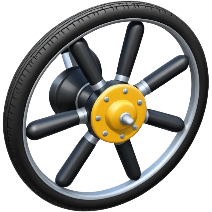 he aircraft's landing gear is one inflated, plump wheel with a strut, black in color, cartoon-style emoji