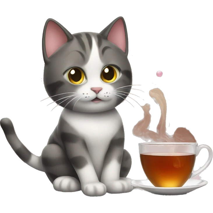 Cat with buble tea emoji