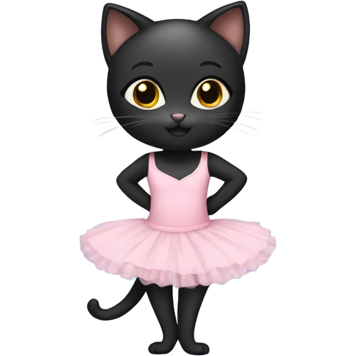 Black kitten in a ballet dress emoji
