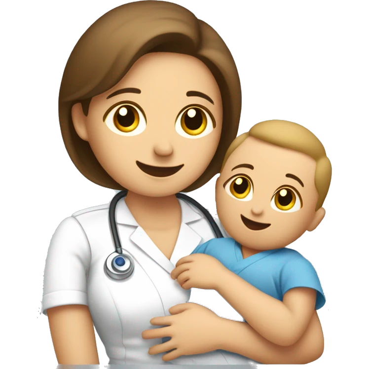 "Emoji of a male nurse explaining breastfeeding benefits to a new mother holding a baby" emoji