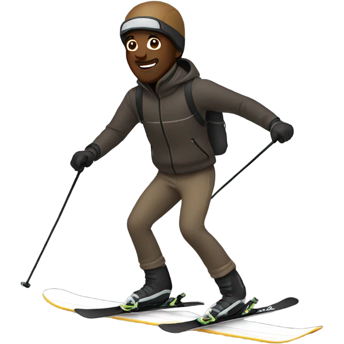 Man with brown skin on skis emoji