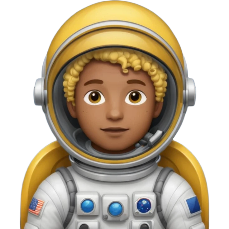 Astronauts, Young, male, dark skin, yellow curly hair emoji