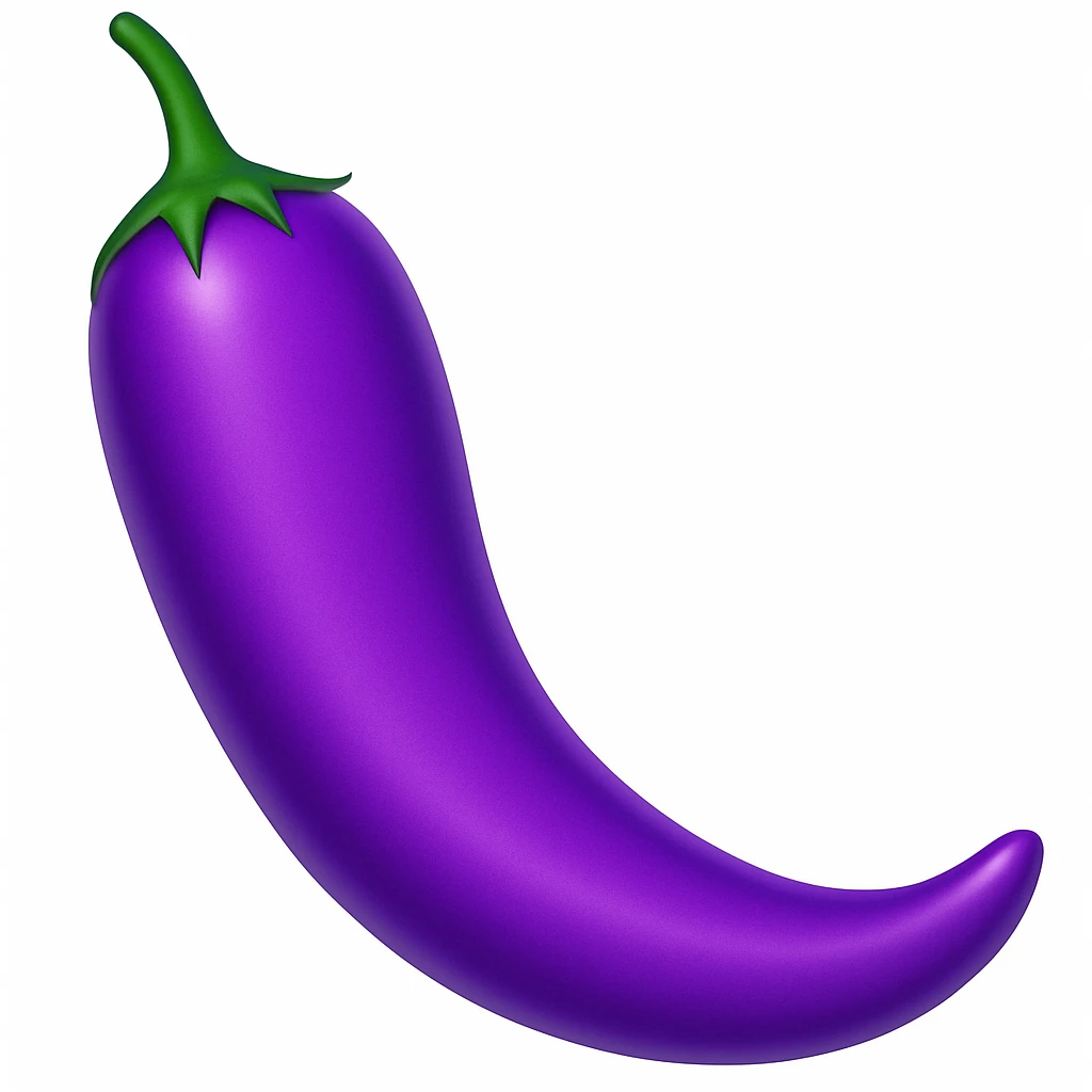 A chili pepper emoji in purple color, vibrant and clear. emoji