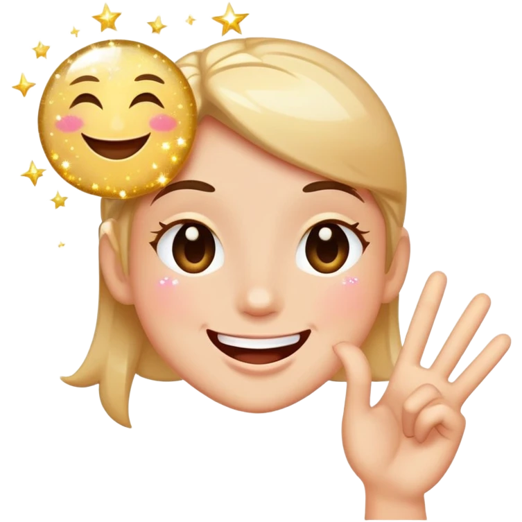 winking face holding a sparkling sign with extra sparkles emoji