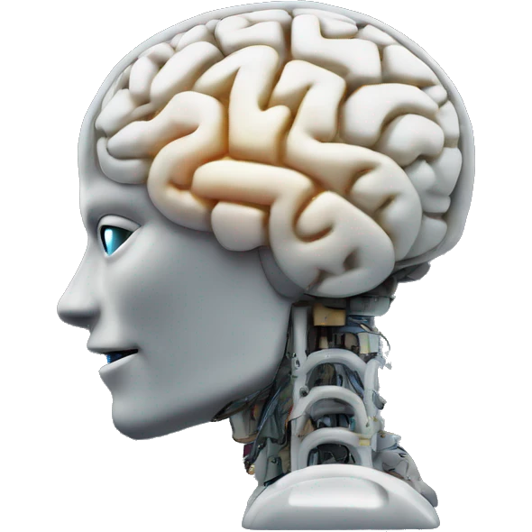 AI  robot brain profile like machine learning emoji