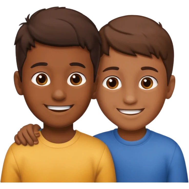 Two boys having a conversation facing at each other. emoji