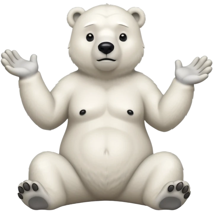 Make a humanoid polar bear shrugging looking doubtful, showing only from chest above, no legs emoji
