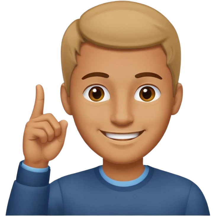 man pointing with index finger on his hand towards forehead and smiling emoji
