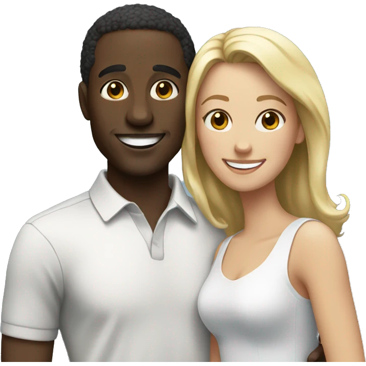 black man and white woman happy emoji